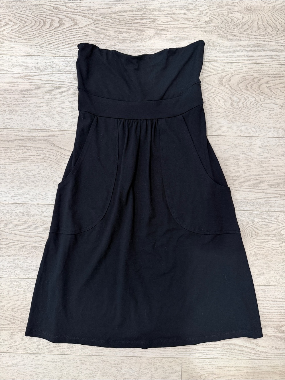 Cache Strapless Black A-Line Dress with Pockets